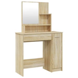 vidaXL Kaptafel met spiegel 86,5x35x136 cm sonoma eikenkleurig