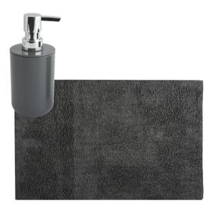 MSV badkamer droogloop mat/tapijt - 40 x 60 cm - met zelfde kleur zeeppompje - donkergrijs