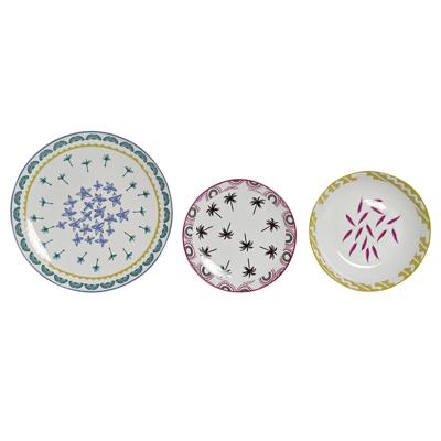 Serviesset DKD Home Decor Blauw Multicolour Turkoois Porselein Koloniaal Afrikaan 27 x 27 x 2,5 cm 18 Onderdelen (18 pcs)