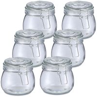 Voorraadpot/bewaarpot Alfie - 10x - 500 ml - glas - beugelsluiting - D11 x H11 cm - thumbnail