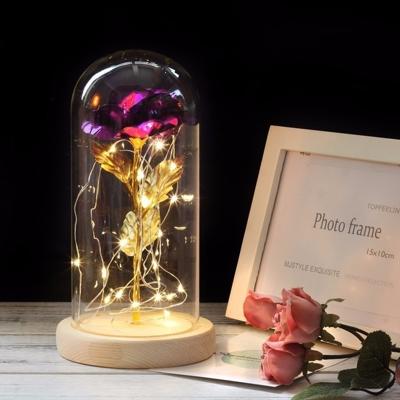 Simulatie rozen lichten glazen cover decoraties ambachten valentines dag geschenken (paars)