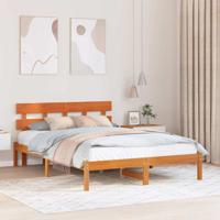 Bedframe met hoofdeinde Bruin 150 x 200 cm Massief grenenhout