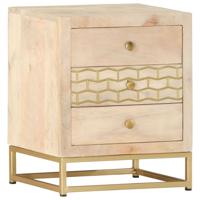 Nachtkastje 40x30x50 cm massief mangohout goudkleurig