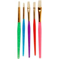 Creativ Company Kwasten voor kinderen, afm 8+12+18, l: 14-16 cm, b: 5-10 mm, plat,rond, diverse kleuren, 5 stuk/ 1 doos