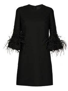 Valentino Garavani robe droite brodée de plumes - Noir