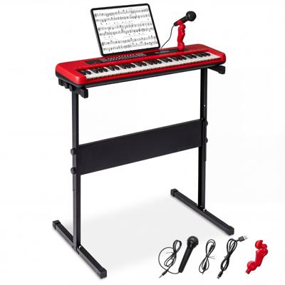61-toetsen Kinderpiano Keyboard Voor Binnengebruik Compleet Met Verstelbare Standaard Microfoon En Muziekstandaard-Rood