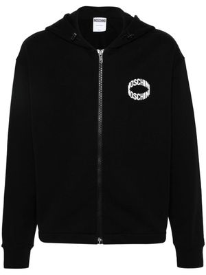 Moschino hoodie zippé à logo appliqué - Noir