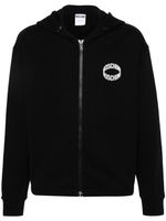 Moschino hoodie zippé à logo appliqué - Noir