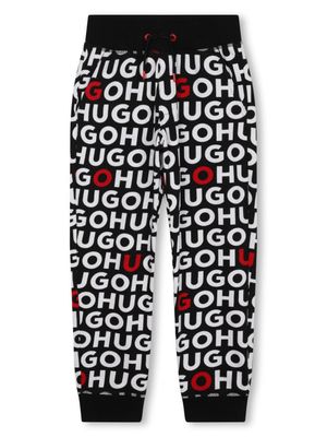 HUGO KIDS pantalon de jogging en coton à logo imprimé - Noir