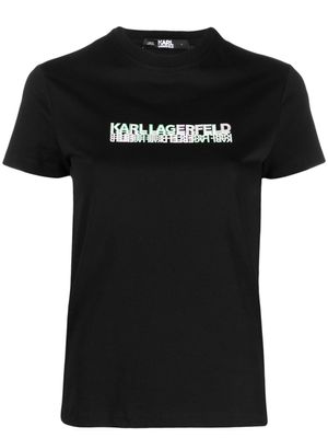 Karl Lagerfeld t-shirt en coton biologique à logo brodé - Noir