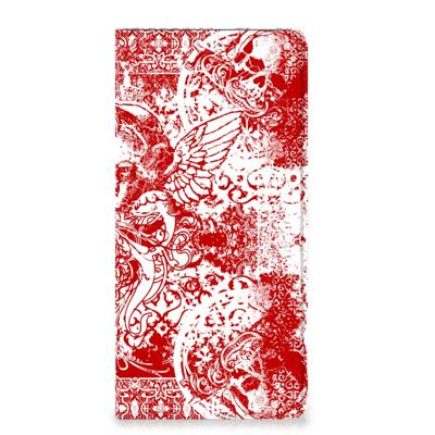 Mobiel BookCase Samsung Galaxy A13 (4G) Angel Skull Rood Mobiel BookCase Samsung Galaxy A13 (4G) Angel Skull Rood
