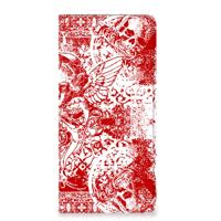 Mobiel BookCase Samsung Galaxy A13 (4G) Angel Skull Rood