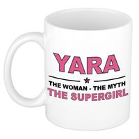 Naam cadeau mok/ beker Yara The woman, The myth the supergirl 300 ml - Naam mokken - thumbnail