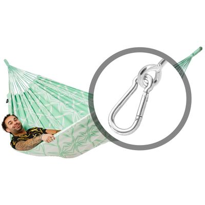 Familie hangmat met bevestiging - 400x180cm - Groen - 200kg draagkracht- 100% katoen - binnen & buiten