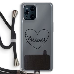 Forever heart black: Oppo Find X3 Pro Transparant Hoesje met koord