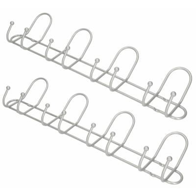 2x wandkapstok - 4-haaks - verchroomd aluminium - 15 x 53,5 cm - kapstok