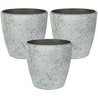 Ter Steege Bloempot/plantenpot - 3x - buiten - betongrijs - D19/H15 cm - Plantenpotten - thumbnail