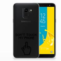 Samsung Galaxy J6 2018 Silicone-hoesje Finger Don't Touch My Phone - thumbnail