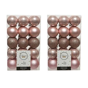 60x stuks kunststof kerstballen lichtroze (blush) 6 cm glans/mat/glitter - Kerstbal