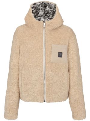Balmain veste Teddy à patch logo - Tons neutres