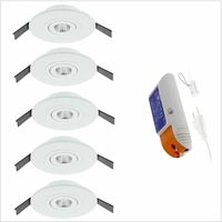 5 LED inbouwspots Verona 310 Lumen 3000K 80mm wit dimbaar