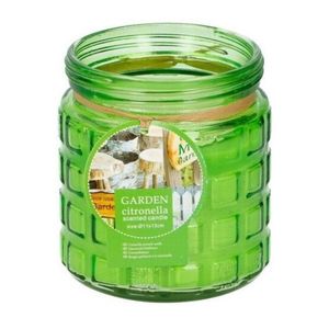 Citronella/citrus geurkaars in glazen pot - 12 cm - groen   -