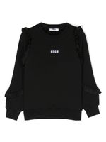 MSGM Kids sweat en coton à logo brodé - Noir