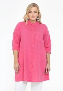 Yoek Blouse met zakken LINNEN | Roze | Maat 58/60