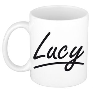 Lucy voornaam kado beker / mok sierlijke letters - gepersonaliseerde mok met naam   -