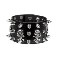 Punker/biker verkleed armband - met spikes - zwart - voor volwassenen