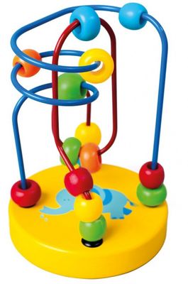 Bino kralendoolhof Labyrint junior 12,5 cm hout geel/blauw Bino kralendoolhof Labyrint junior 12,5 cm hout geel/blauw