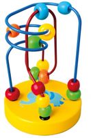 Bino kralendoolhof Labyrint junior 12,5 cm hout geel/blauw - thumbnail