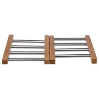 Uitschuifbare/verstelbare pannen onderzetter bamboe/RVS 21 x 22 cm Uitschuifbare/verstelbare pannen onderzetter bamboe/RVS 21 x 22 cm