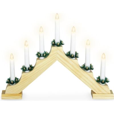 Kaarsenbrug - 41 x 5 x 31 cm - hout - goud - met 7 led kaarsen