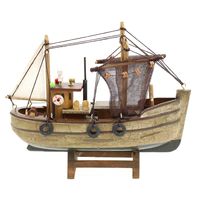 Vissersboot schaalmodel - Hout - 20 x 5.5 x 17 cm - Maritieme boten decoraties voor binnen