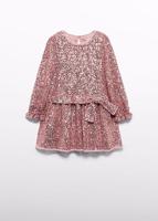 Abel & Lula winter jurk meisjes - roze - pailletten