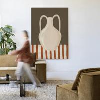 Urban Cotton Wandkleed 'Vivid Vase 06' 110 x 145cm in Frame - black