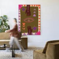 Urban Cotton Wandkleed 'Hands' 145 x 190cm in Frame - black