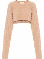 Miu Miu pull torsadé crop en cachemire - Marron