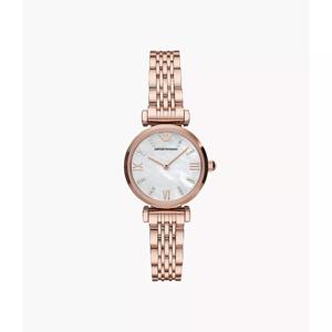 Emporio Armani Rosegoudkleurig stalen dameshorloge met twee wijzers - Rosegoud AR11316