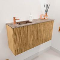 Toiletmeubel Mondiaz Joya Dlux | 80 cm | Meubelkleur Oak | Faye wastafel Arena Wasbak Links | 1 kraangat