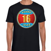 16e verjaardag cadeau t-shirt hoera 16 jaar zwart voor heren - thumbnail