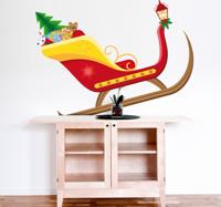 Sticker kerstmis slee kerstman