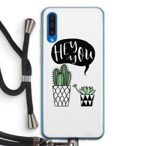 Hey you cactus: Samsung Galaxy A50 Transparant Hoesje met koord