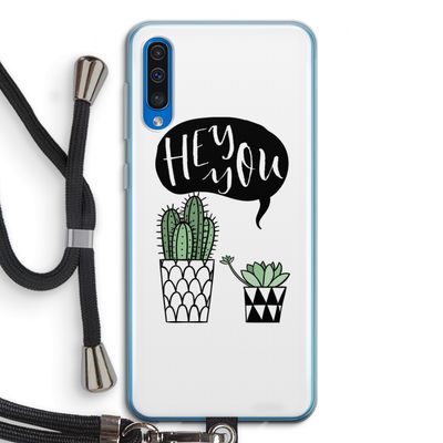 Hey you cactus: Samsung Galaxy A50 Transparant Hoesje met koord