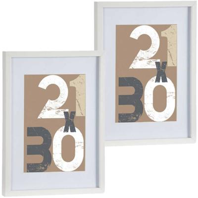 2x stuks houten fotolijst - wit - 30 x 40 cm - fotolijstje - met passe-partout - decoratie