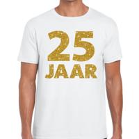 25 jaar verjaardag t-shirt - wit - voor heren - goud glitters print - jubileum - leeftijd