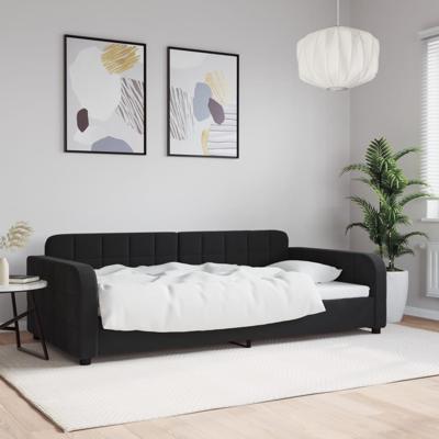 Slaapbank 100x200 cm fluweel zwart