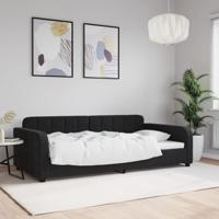 Slaapbank 100x200 cm fluweel zwart
