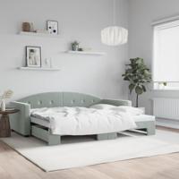 Slaapbank met onderschuifbed 90x190 cm fluweel lichtgrijs